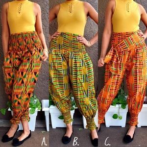 Harem Pant 100% Cotton Free Size African Kente Pant With Scarf African Kente